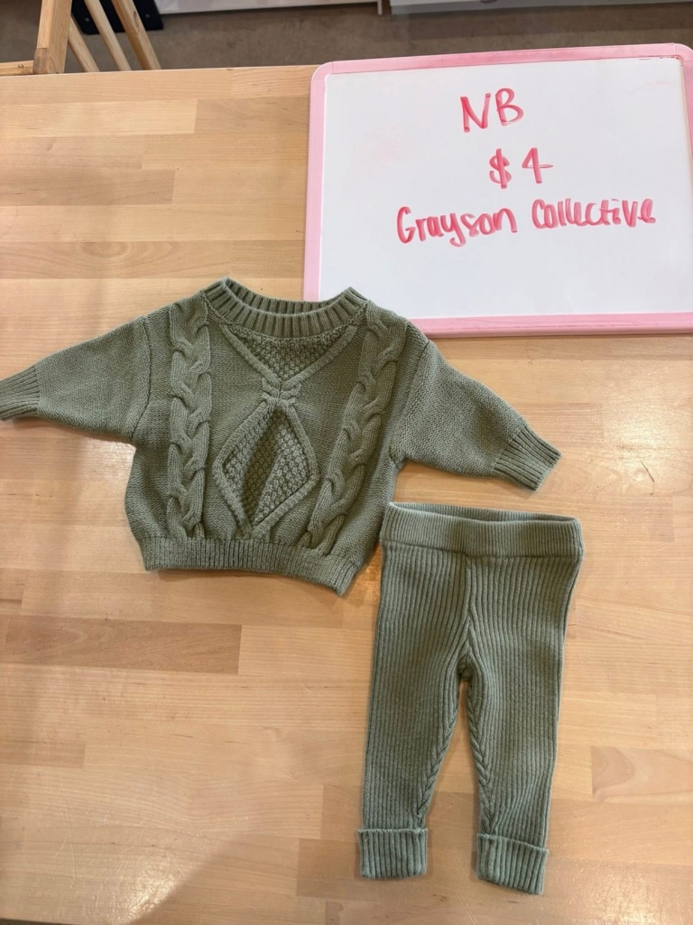 Grayson Collective Olive Knit Baby Matching Set - Sweater & Pants